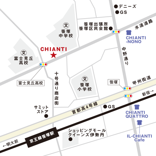 ランチにお勧め！笹塚のイタリアン、キャンティ本店の地図